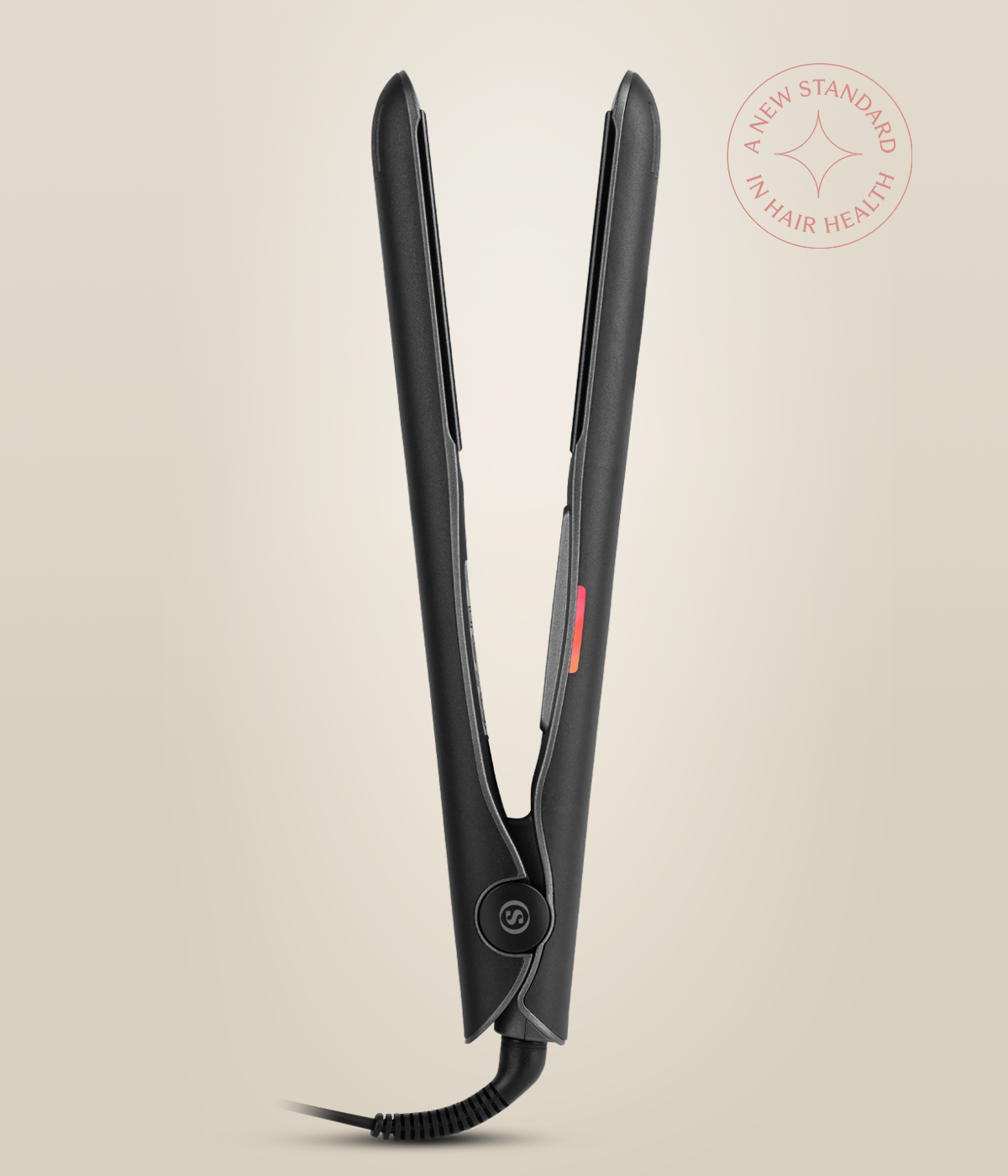 Black Omnia Classic styler shown open from the side.