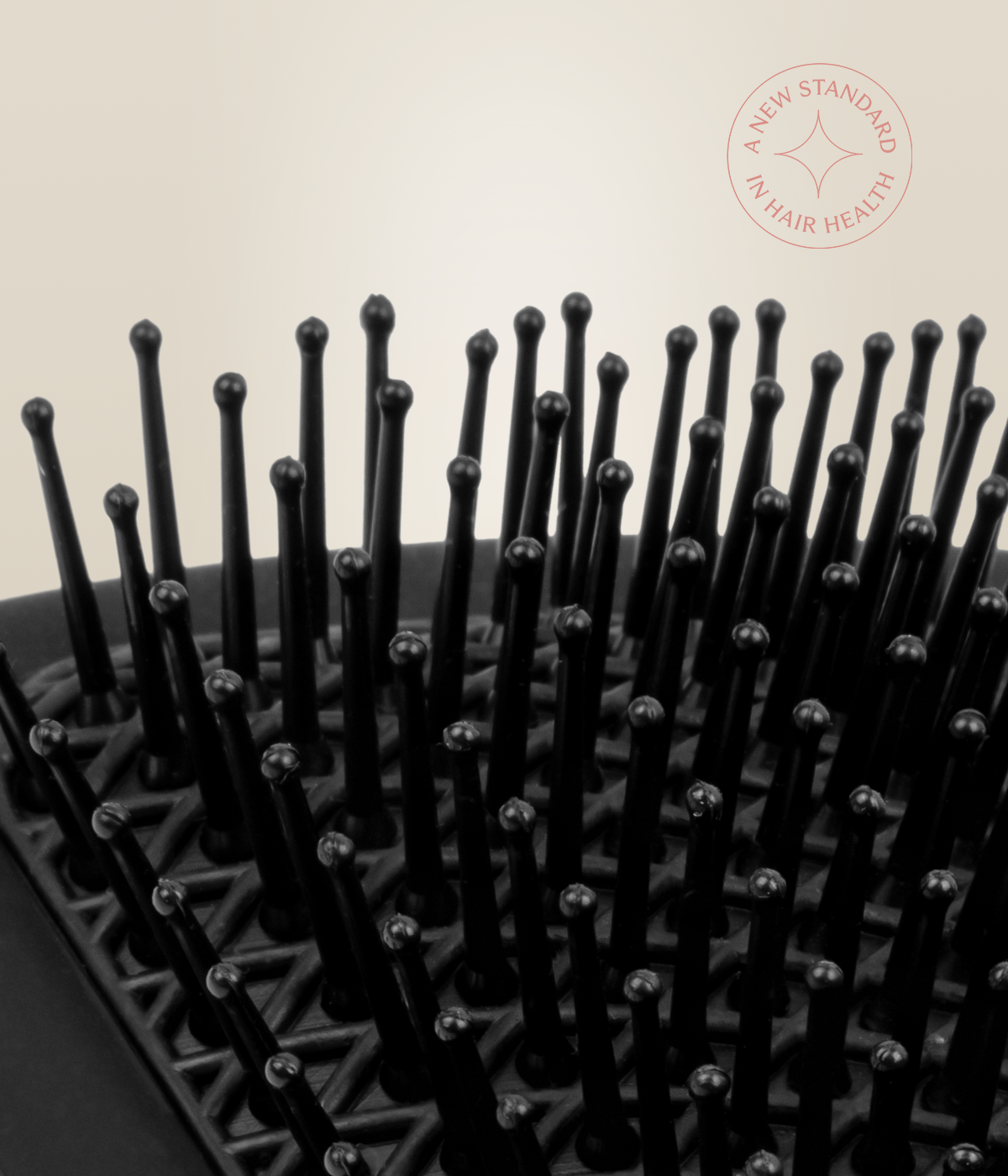 Close-up of the rounded black pins on the MicroCell Cushion Brush