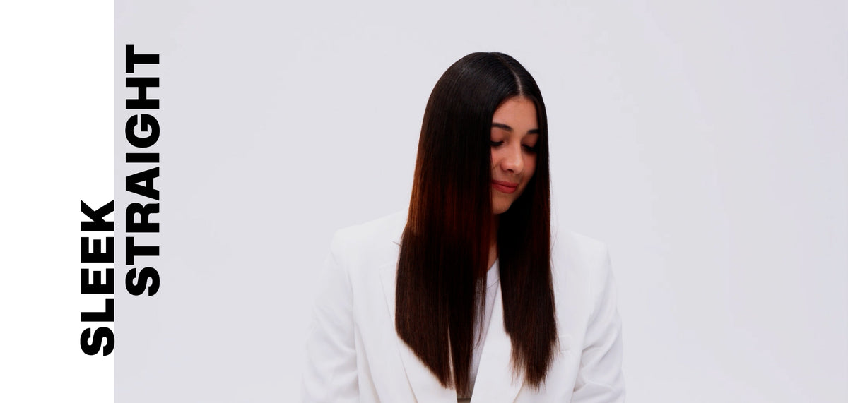 Sleek Straight styling tutorial cover showing long dark hair styled in a smooth, straight finish.